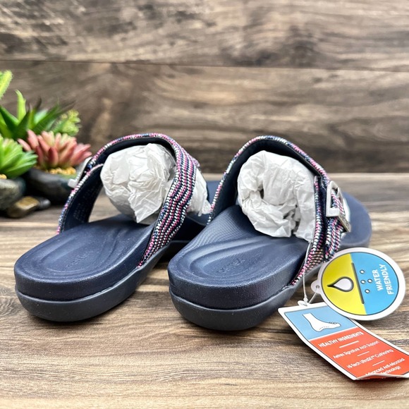 NIB Aetrex Rita 40 9-9.5 Thong Sandal Flip Flops Navy AE875 - Picture 9 of 12